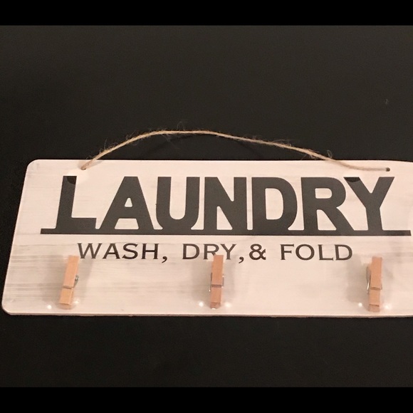 Laundry Room Decor Wall Plaque Iron Board 3 Clips - Picture 2 of 10